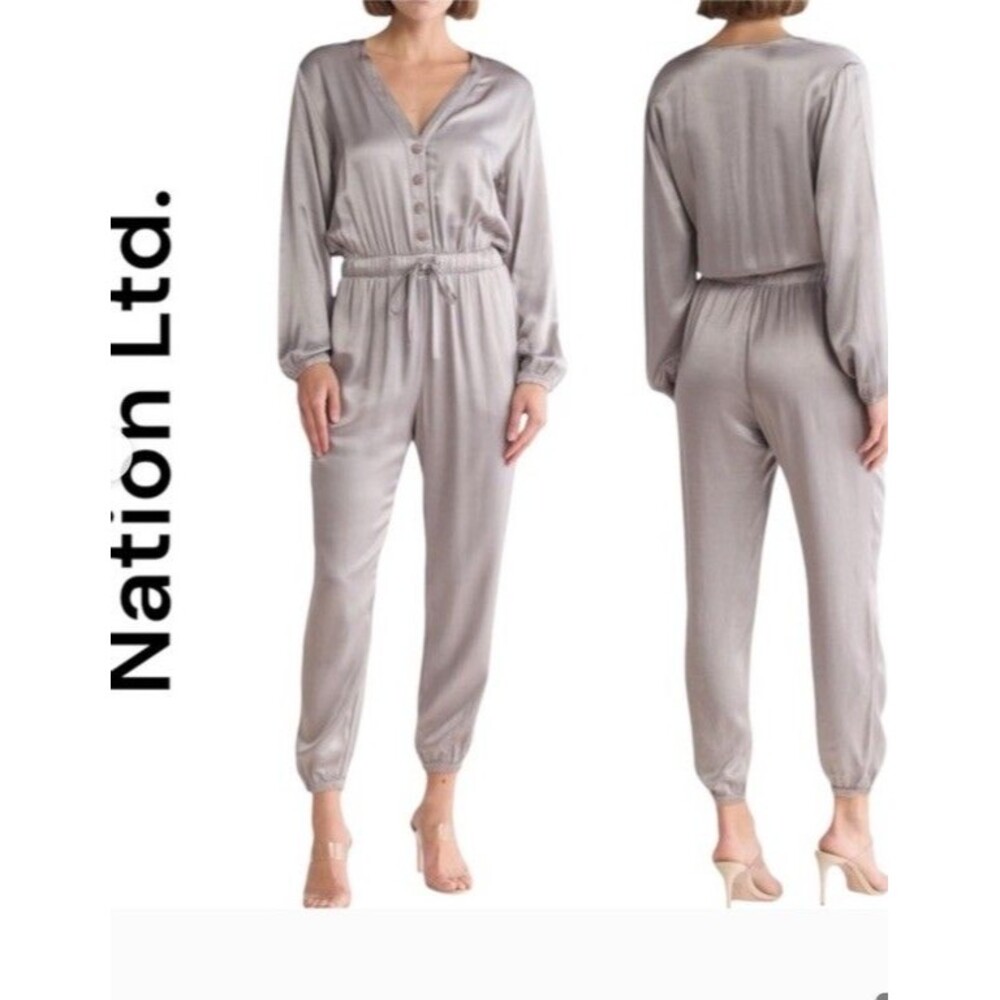 Nation LTD Salma Jumpsuit Silver Gray Women's Size Small